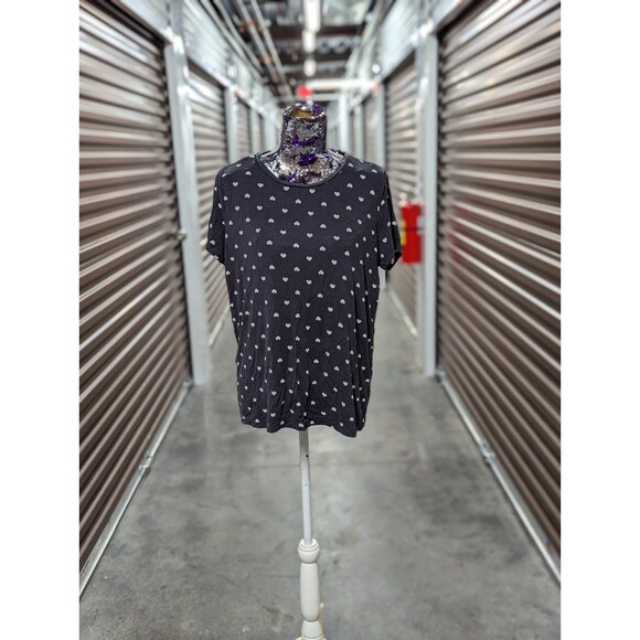 Torrid 00 Medium Super Soft Knit Blue and White Heart Tee Shirt T-Shirt Blouse - Picture 1 of 6